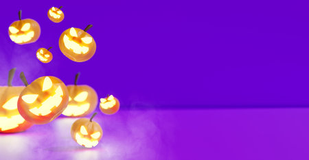 horror spooky funny ghost in happy halloween on holiday season greeting night celebration party, 3d rendering illustrationの写真素材