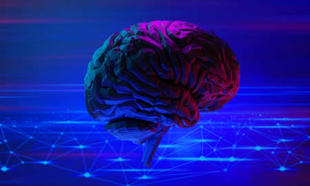 3d rendering illustration of human brain, healthcare of neuron cell, science and researchingの写真素材