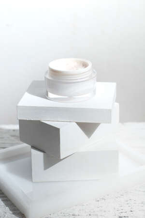 white background, cosmetic makeup bottle lotion cream product with beauty fashion skincare healthcare concept, facial foam treatmentの写真素材