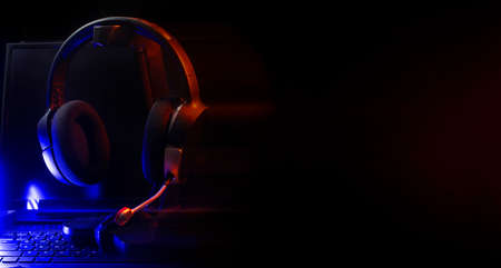 joystick of gaming gear and esports challenge, streaming online, tournament conceptの写真素材