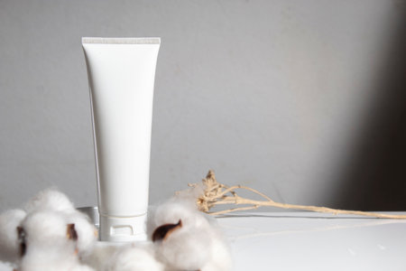 white background, cosmetic makeup bottle lotion cream product with beauty fashion skincare healthcare concept, facial foam treatmentの写真素材