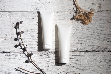 white background, cosmetic makeup bottle lotion cream product with beauty fashion skincare healthcare concept, facial foam treatmentの写真素材