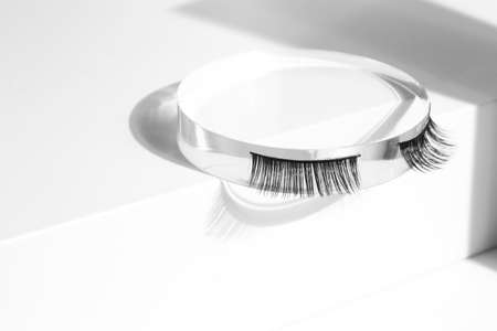 eyelashes product mockup for beauty makeup cosmetic, on white background display, lashes for girlの写真素材