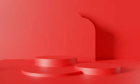 3d rendering illustration of background abstract pedestal board, art display mockup product decoration stand wallpaperの写真素材