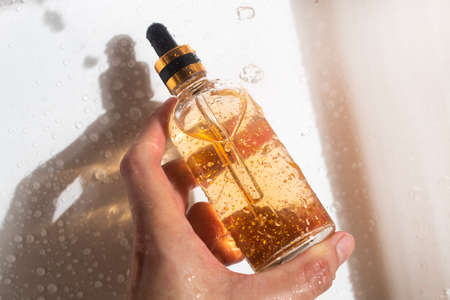 mockup of medical skin care bottle cosmetic serum dropper, beauty makeup facial, treatment cleanser faceの写真素材