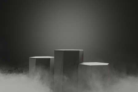 3d rendering illustration of background abstract pedestal board, art display mockup product decoration stand wallpaperの写真素材