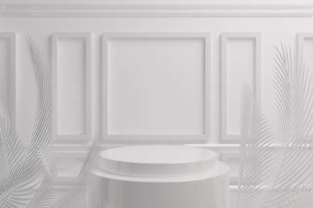 3d rendering illustration of background abstract pedestal board, art display mockup product...