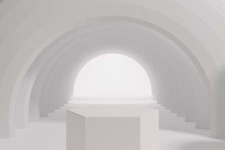 3d rendering illustration of background abstract pedestal board, art display mockup product...