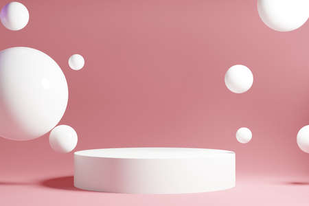 3d rendering illustration of background abstract, podium stage art display wallpaper, product...