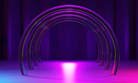 3d rendering illustration of background abstract, podium stage art display wallpaper, product pedestal stand, gaming cyberpunk styleの写真素材