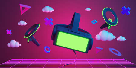 metaverse vr simulation gaming cyberpunk style, digital robot, 3d illustration rendering, virtual...