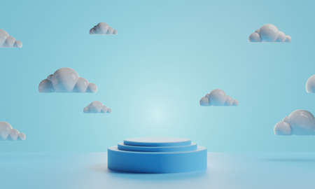 3d rendering illustration of background abstract, podium stage art display wallpaper, product pedestal stand, gaming cyberpunk styleの写真素材