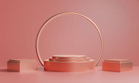 3d rendering illustration of background abstract, podium stage art display wallpaper, product pedestal stand, gaming cyberpunk styleの写真素材