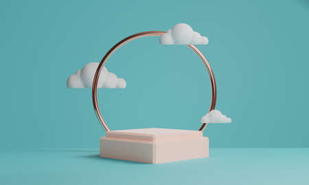 3d rendering illustration of background abstract, podium stage art display wallpaper, product pedestal stand, gaming cyberpunk styleの写真素材