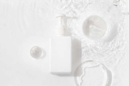 mockup of medical skin care bottle cosmetic tube of beauty makeup facial, treatment cleanser faceの写真素材