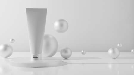 skin care serum cosmetic bottle, 3d rendering illustration mockup, medical lotion serum dropper productの写真素材