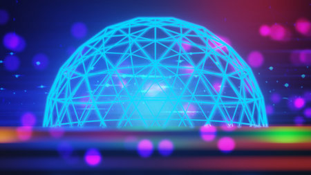 metaverse network neon glow web, data cloud storage, networking lan internet, 3d illustration rendering, virtual realityの写真素材