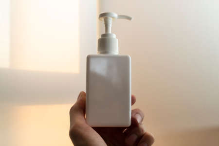 mockup of medical skin care bottle cosmetic tube of beauty makeup facial, treatment cleanser faceの写真素材