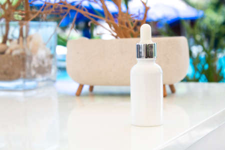 mockup of medical skin care bottle cosmetic tube of beauty makeup facial, treatment cleanser faceの写真素材
