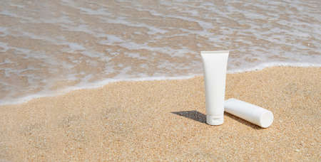 mockup of medical skin care bottle cosmetic tube of beauty makeup facial, treatment cleanser face