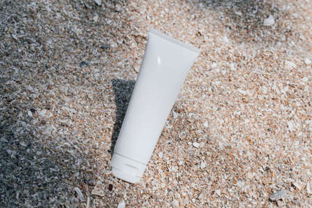 mockup of medical skin care bottle cosmetic tube of beauty makeup facial, treatment cleanser faceの写真素材