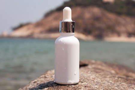 mockup of medical skin care bottle cosmetic tube of beauty makeup facial, treatment cleanser faceの写真素材