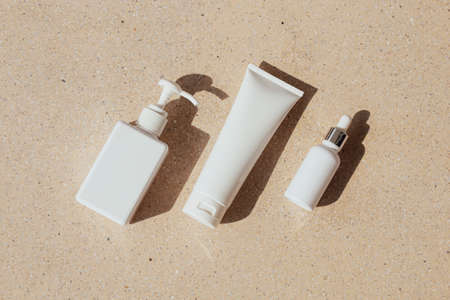 mockup of product medical skin care bottle cosmetic tube of beauty makeup facial, treatment cleanser...