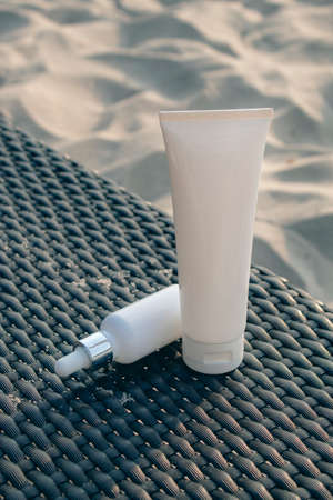 mockup of product medical skin care bottle cosmetic tube of beauty makeup facial, treatment cleanser...
