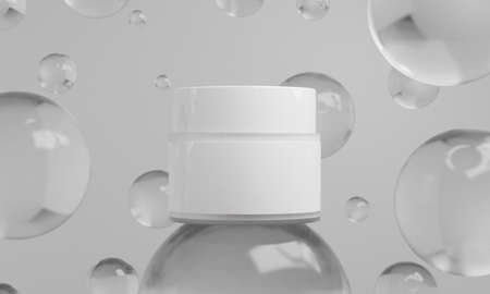 skin care serum cream lotion cosmetic bottle, 3d rendering illustration mockup, medical spa  treatment product packagingの写真素材