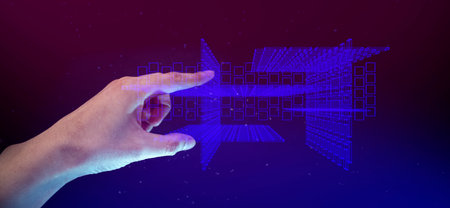 businessman hand holding metaverse network on black background, metaverse internet social online...