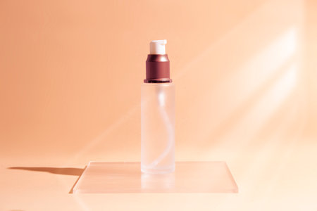 mockup of medical skin care bottle cosmetic tube of beauty makeup facial, treatment cleanser face foam, beauty healthcare branding packaging in water splashの写真素材