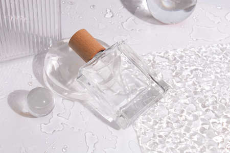 mockup of perfume skin care bottle cosmetic tube of beauty makeup facial, treatment cleanser face...