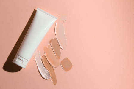 mockup of makeup powder primer cc cushion skin care bottle cosmetic tube of beauty, healthcare branding packagingの写真素材