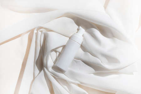 mockup of skin care serum dropper bottle cosmetic tube of beauty makeup facial, treatment cleanser...