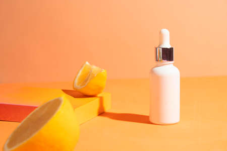 mockup tube bottle for skin care cosmetic summer sunscreen, product branding, cream lotion treatmentの写真素材