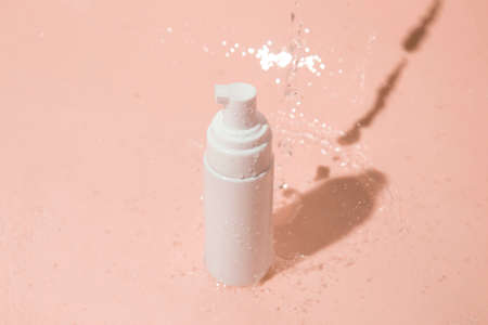 mockup tube bottle for skin care cosmetic summer sunscreen, product branding, cream lotion treatmentの写真素材