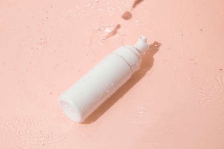 mockup tube bottle for skin care cosmetic summer sunscreen, product branding, cream lotion treatmentの写真素材