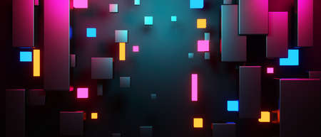 abstract backgound video game of esports scifi gaming cyberpunk, vr virtual reality simulation and metaverse, scene stand pedestal stage, 3d illustration rendering, futuristic neon glow roomの写真素材