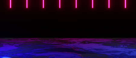 abstract backgound video game of esports scifi gaming cyberpunk, vr virtual reality simulation and metaverse, scene stand pedestal stage, 3d illustration rendering, futuristic neon glow roomの写真素材