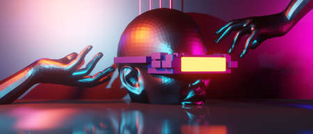 robot hand, abstract backgound video game of esports scifi gaming cyberpunk, vr virtual reality...