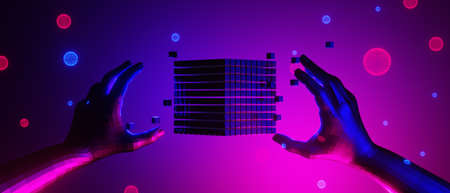 robot hand, abstract backgound video game of esports scifi gaming cyberpunk, vr virtual reality...