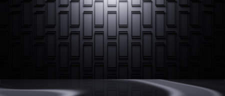 abstract background, black podium stage pedestal for cosmetic product showcase scene, 3d illustration renderingの写真素材