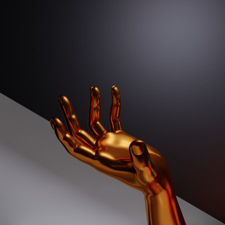 abstract of studio room, background with figure hand of mannequin, spotlight on stage of podium product pedestal showcase, 3d illustration renderingの写真素材