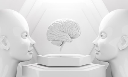 3d brain of human healthcare illustration rendering, health of neuron cell, think of idea on...