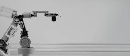 ai automatic robotic arm machine for industrial factory business with futuristic background, 3d illustration renderingの写真素材