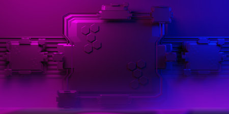 abstract cyberpunk gaming wallpaper background, 3d illustration rendering, metaverse virtual reality...