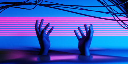 3d illustration rendering of futuristic cyberpunk city. gaming wallpaper scifi background, a esports gamer banner sign of neon glow, technology and networkの写真素材