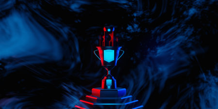 3d illustration rendering of futuristic cyberpunk city, gaming wallpaper scifi background, a esports gamer vs banner sign of neon glow, versus player challengeの写真素材