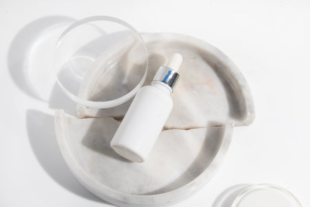 makeup cosmetic medical skin care, a mockup for cream lotion bottle product, packaging on white backgroundの写真素材