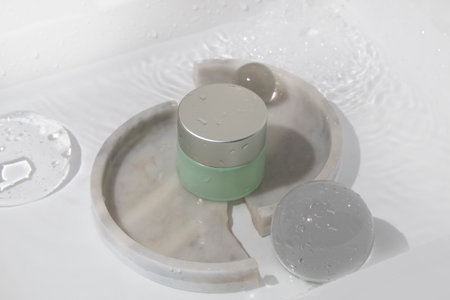 makeup cosmetic medical skin care, a mockup for cream lotion bottle product, packaging on white backgroundの写真素材